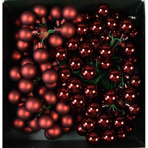 Üveggömb drótos 2cm sötétpiros vegyes