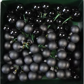 Üveggömb drótos 2cm fekete vegyes