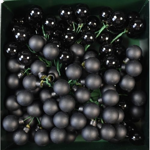 Üveggömb drótos 2cm fekete vegyes