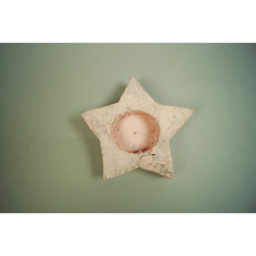 Mécsestartó csillag fenyőfából 10cm falfestékes rózsaszín