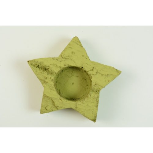 Mécsestartó csillag fenyőfából 10cm falfestékes olíva
