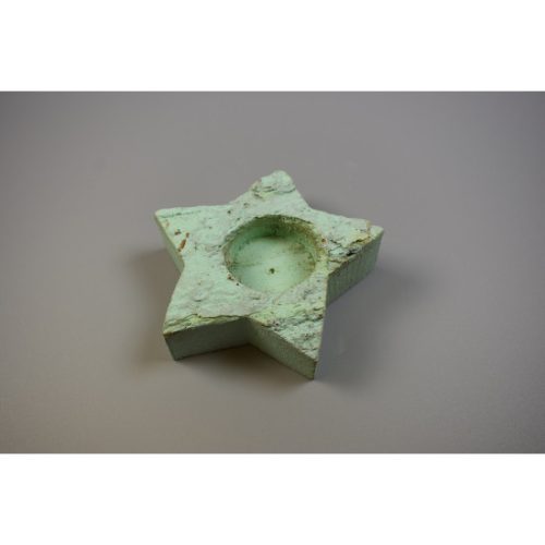 Mécsestartó csillag fenyőfából 10cm falfestékes aqua