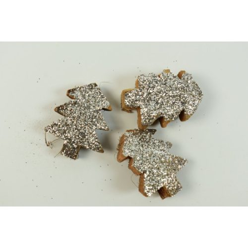 Kókusz fenyő 5cm glitteres ezüst