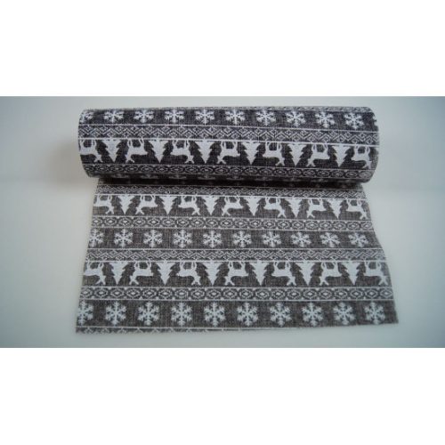 Juta anyag karácsonyi 28cm×5m szarvasos szürke
