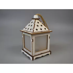 Fa lámpás ledes csillag mintás 12x7cm fehér