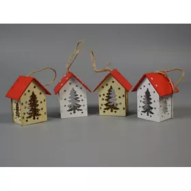 Fa házikó piros tetővel 6,7x5,5x4cm p,f,n