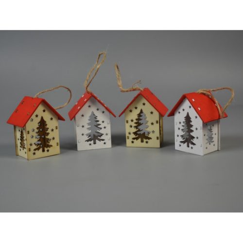 Fa házikó piros tetővel 6,7x5,5x4cm p,f,n