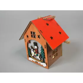 Fa házikó ledes hintalóval 7,5x7,5cm 4db/cs