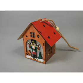 Fa házikó ledes diótörővel 7,5x7,5cm 4db/cs