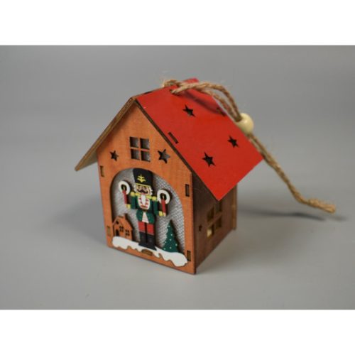 Fa házikó ledes diótörővel 7,5x7,5cm 4db/cs