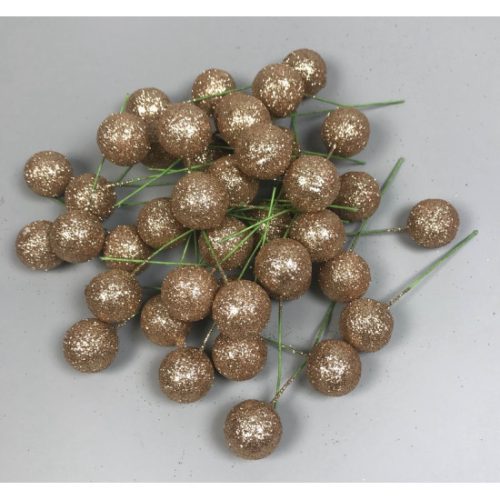 Betűző bogyó 2cm rozé arany&glitter