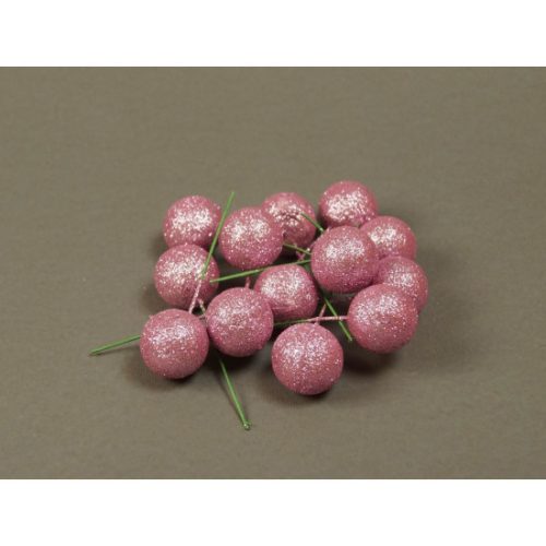 Betűző bogyó 2,5cm vil.rózsaszín&glitter