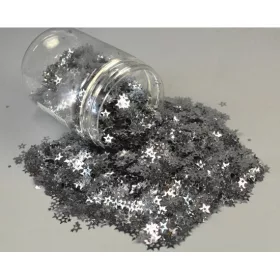 Dekor szóró csillag 6mm 30g ezüst