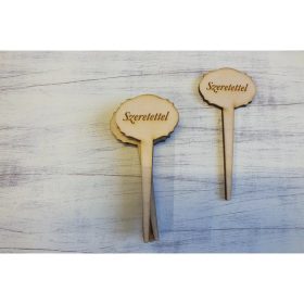   Natúr fa - "Szeretettel" beszúrós gravírozott tábla 5db/csomag