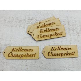   Natúr fa - "Kellemes Ünnepeket" scrapbook tábla 3x8cm 5db/csomag