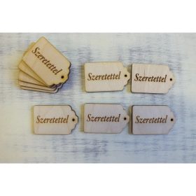   Natúr fa - "Szeretettel" gravírozott scrapbook tábla 10db/csomag
