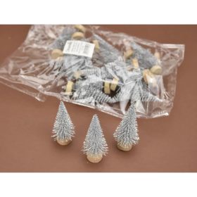 Mini dekor fenyő ezüst 6cm 20db/csomag
