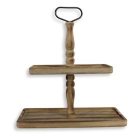   Két szintes kínáló tál fából barna 40x20cm mag:45cm 12/#