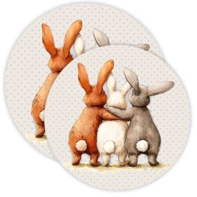   Nyomtatott fa tábla koszorú közép - Nyuszi barátok 14.8 cm