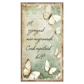 Nyomtatott fa tábla - Tavaszi zöld téma 13x24,3cm