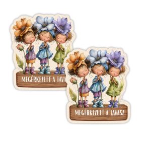 Nyomtatott dekorkarton - Tavasz virágos lányok 2db/csomag