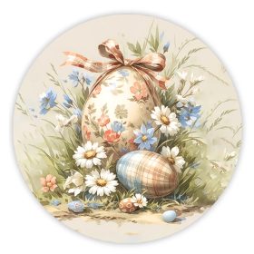 Nyomtatott fa tábla - Húsvéti pasztell téma 11,8cm