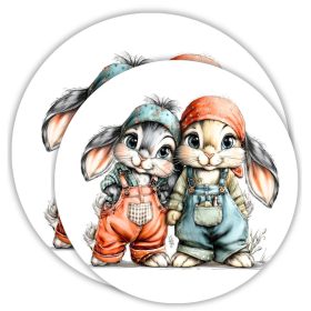 Nyomtatott fa tábla - Nyuszkók 14.8 cm