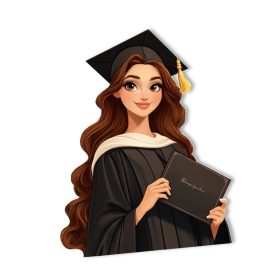   Nyomtatott dekorkarton - Beszúrható ballagási dekor - lány barna