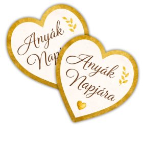   Nyomtatott fa tábla - Anyák napjára arany szív 9cm 2db/csom
