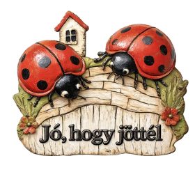 Nyomtatott dekorkarton - Jó, hogy jöttél - katicás