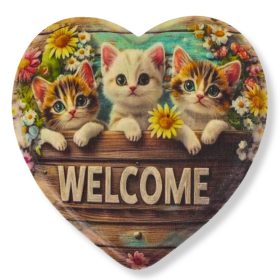 Nyomtatott natúr szív peremes - Cicás