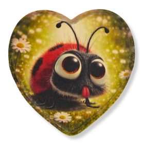 Nyomtatott natúr szív peremes - Katicás