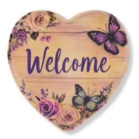 Nyomtatott natúr szív peremes - Pillangós welcome