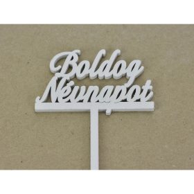   Beszúrós "Boldog névnapot" felirat fehér 29cm 4db/csomag