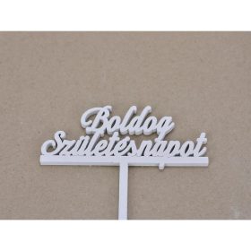   Fa - Beszúrós "Boldog születésnapot" felirat fehér 29cm 4db/csomag