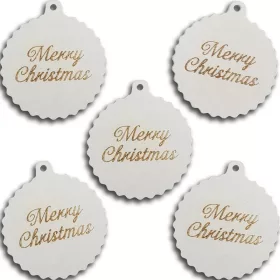 Fodros gömb Merry Christmas fehér 5db/cs