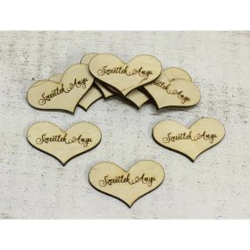   Natúr fa - "Szeretlek Anyu" gravírozott szív 10db/csomag