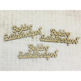   Natúr fa - "Boldog születésnapot" felirat 9,5cm 3db/csomag