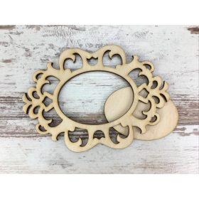 Natúr fa - Ovál csipke keret + ovál tábla 14cm