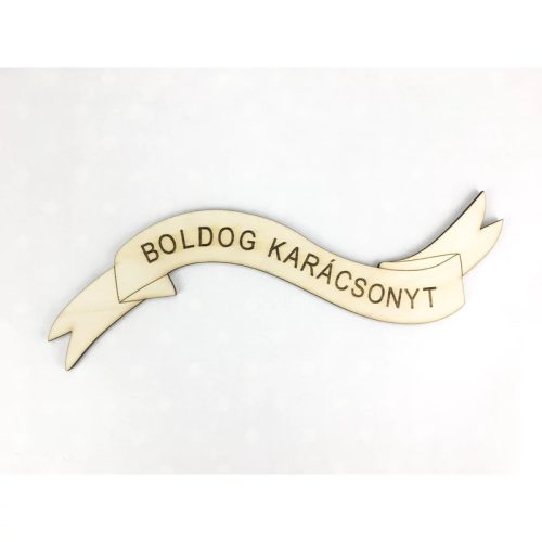 Natúr fa - "Boldog karácsonyt" szalag 23cm