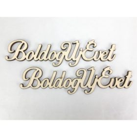   Natúr fa - "Boldog Új Évet" felirat 14,5cm 2db/csomag