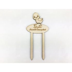   Natúr fa - Beszúrós csibés "Kellemes húsvéti ünnepeket" felirat 7cm