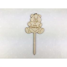   Natúr fa - Beszúrós maci "Boldog Valentin napot" 16cm