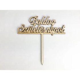   Natúr fa - Beszúrós "Boldog Születésnapot" felirat 12,3cm