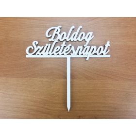   Fa - Beszúrós "Boldog Születésnapot" felirat fehér 12,3cm