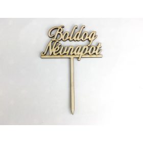   Natúr fa - Beszúrós "Boldog Névnapot" felirat 8,6cm
