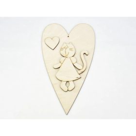 Natúr fa - Cicalány + szív 25cm