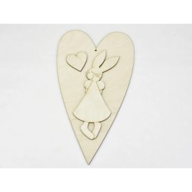 Natúr fa - Nyuszilány + szív 25cm