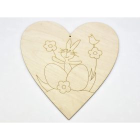 Natúr fa - Nyuszi a szívben kifestő 20cm