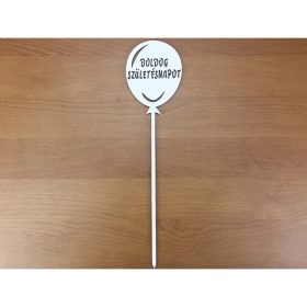 Fa - "Boldog Születésnapot" lufi fehér 7,5x30cm